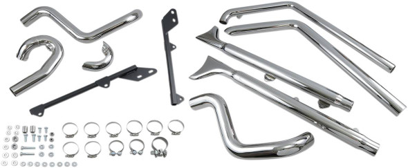 Bassani Xhaust - 1S66E-33 - True Duals Exhaust System with Fishtail Mufflers - 33" - Softail - Baffle Included