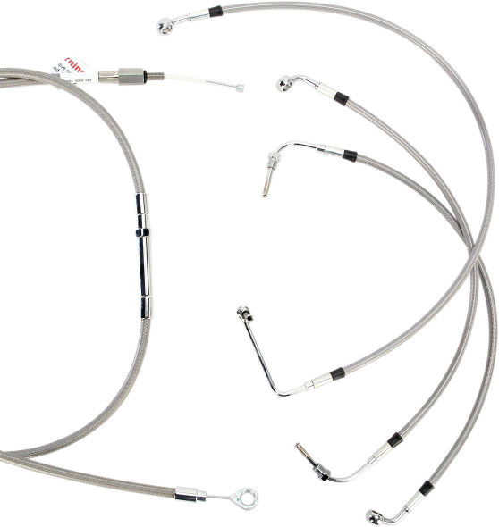 Burly Brand - B30-1103 - Complete Stainless Braided Handlebar Cable/Brake Line Kit - 13" Ape Hangers- '08-'13 FLH Burly Brand - B30-1103 - Complete Stainless Braided Handlebar Cable/Brake Line Kit - 13" Ape Hangers- '08-'13 FLH