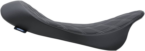 Drag Specialties Seats - Low Solo Seat - Double Diamond - Silver Stitch - FL '08-'23