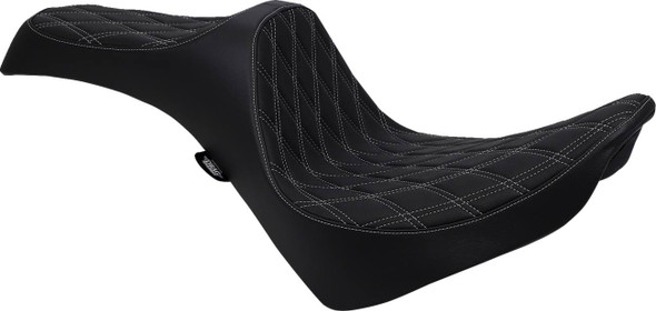 Drag Specialties Seats - Predator III Seat - Double Diamond - Silver Stitching - FL/FX '18-'22