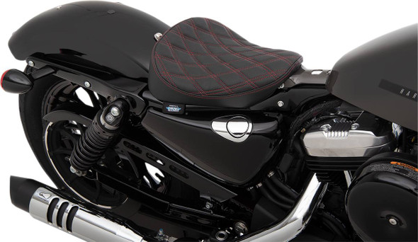 Drag Specialties Seats - Bobber Solo Seat - Double Diamond - Red Stitch - '10-'22 XL