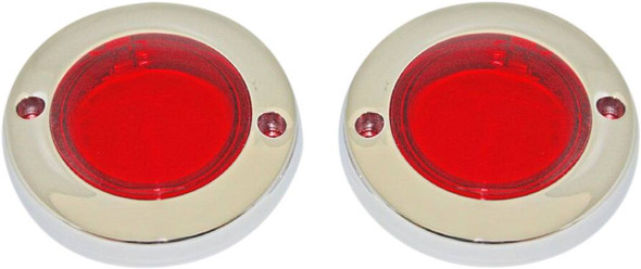 Custom Dynamics - PB-FLAT-BEZ-CR - ProBEAM® Flat Bezel Turn Signal Adapters - Chrome/Red