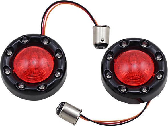 Custom Dynamics - PB-BR-RR-57-BR - Bullet Turn Signal 1157 - Black - Red Lens