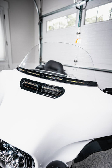 Custom Dynamics - CD-WT2-SEQ-14-B - Windshield Trim - Sequential Turn Signals - Black