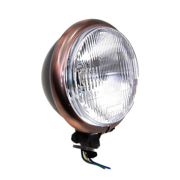 V-Twin - Black/ Copper 5-3/4" Bottom Mount Headlight