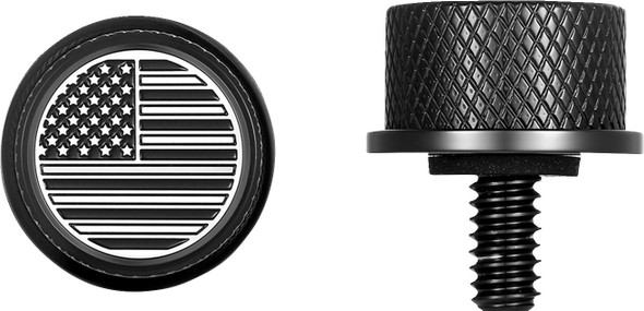 Figurati Designs - FD26-SEAT KN-BK - Seat Mounting Knob - Black - Black/White American Flag - Contrast Cut