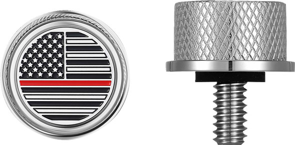 Figurati Designs - FD73-SEAT KN-SS - Seat Mounting Knob - Stainless Steel - Red Line American Flag