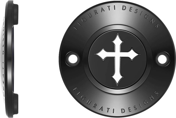 Figurati Designs - FD41-TC-2H-BLK - Timing Cover - 2 Hole - Cross - Black