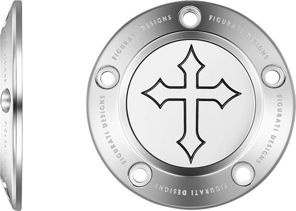 Figurati Designs - FD41-TC-5H-SS - Timing Cover - 5 Hole - Cross - Stainless Steel