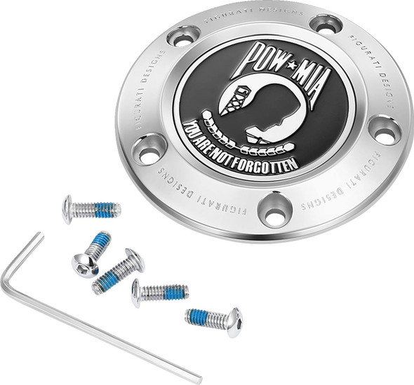 Figurati Designs - FD50-TC-5H-SS - Timing Cover - 5 Hole - POW MIA - Stainless Steel