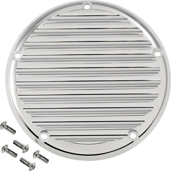 Joker Machine - 06-965-3 - Derby Cover - 5 Hole - Finned - Chrome - M8 Softail