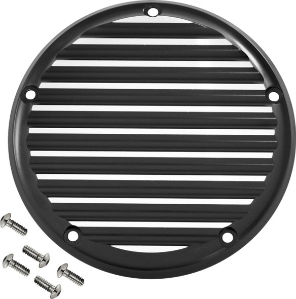 Joker Machine - 06-965-2 - Derby Cover - 5 Hole - Finned - Black/Silver - M8 Softail