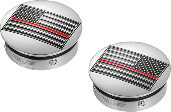 Figurati Designs - FD73-AFRL-SS - Swing Arm Covers - Red Line American Flag - Custom - Reversed