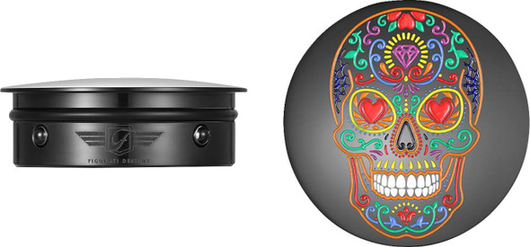 Figurati Designs - FD30-SAC-BLK - Swing Arm Covers - Sugar Skull - Black