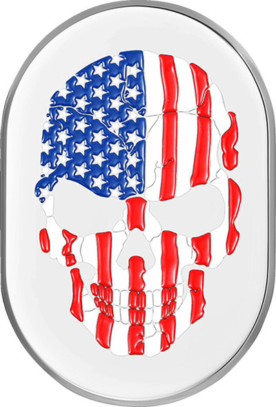 Figurati Designs - FD24-AC-SS-RT - Antenna Cover - Right Rear Fender - American Flag Skull - Chrome
