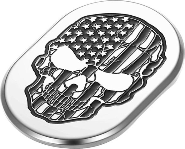 Figurati Designs - FD27-AC-SS-RT - Antenna Cover - Right Rear Fender - Contrast Cut American Flag Skull - Chrome