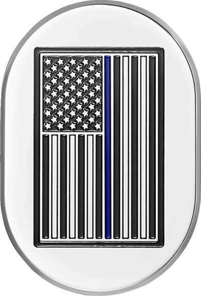 Figurati Designs - FD70-AC-SS-LT - Antenna Cover - Left Rear Fender - Blue Line American Flag - Chrome