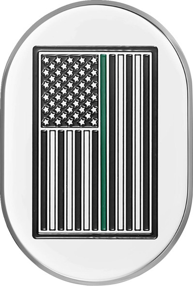 Figurati Designs - FD72-AC-SS-LT - Antenna Cover - Left Rear Fender - Green Line American Flag - Chrome