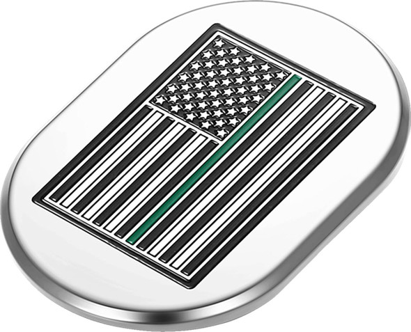Figurati Designs - FD72-AC-SS-RT - Antenna Cover - Right Rear Fender - Green Line American Flag - Chrome