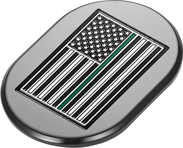 Figurati Designs - FD72-AC-BLK-LT - Antenna Cover - Left Rear Fender - Green Line American Flag - Chrome