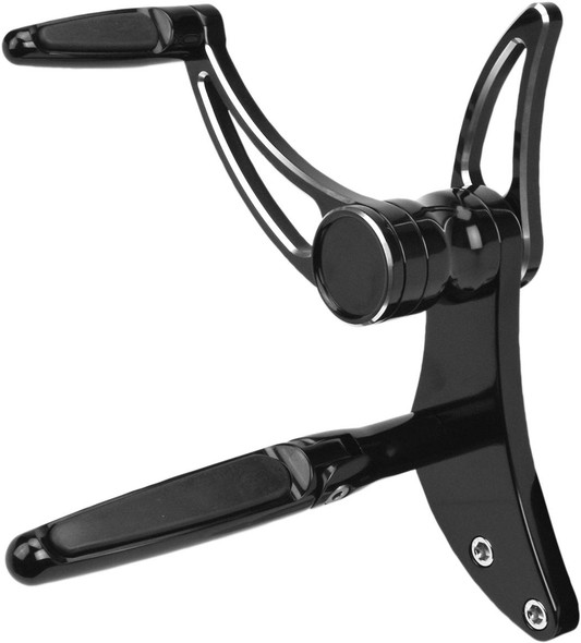 Hawg Halters - FCK-S18A-FR - Forward Control - 18+ Softail - Black Anodized - Standard - Folding Rubber Inlay Pegs - Solid Lever