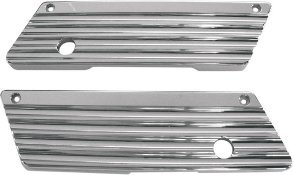 Joker Machine - 04-50-1 - Finned Saddlebag Latch Covers - Chrome - FL '93-'13