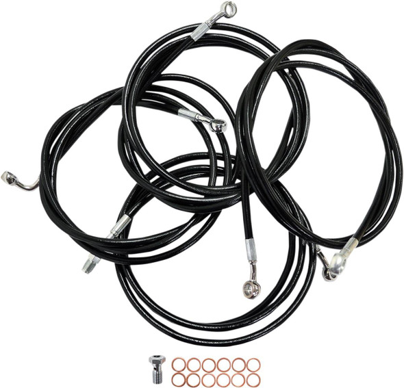La Choppers - LA-8052KT-19B - Standard Black Vinyl Handlebar Cable/Brake Line Kit - 18"-20" Ape Hangers - '14-'16 FLH