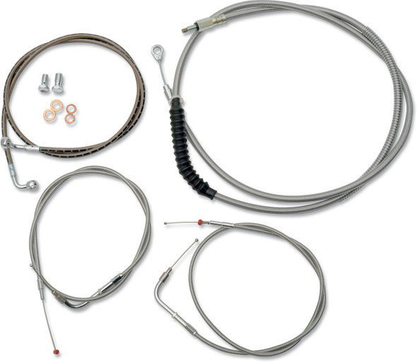 La Choppers - LA-8140KT-13 - Standard Stainless Braided Handlebar Cable/Brake Line Kit - 12"-14" Ape Hangers - '07-'10 FXST