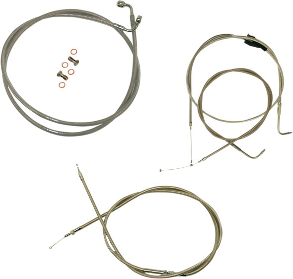 La Choppers - LA-8005KT-13 - Standard Stainless Braided Handlebar Cable/Brake Line Kit - 12"-14" Ape Hangers - '96-'07 Touring
