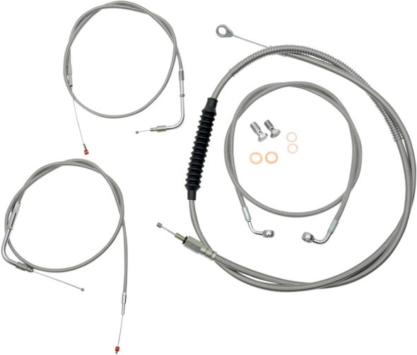 La Choppers - LA-8100KT-19 - Standard Stainless Braided Handlebar Cable/Brake Line Kit - 18"-20" Ape Hangers - '96-'06 Softail