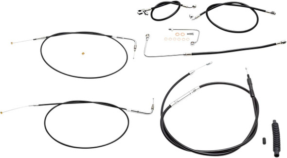 La Choppers - LA-8151KT-13B - Standard Black Vinyl Handlebar Cable/Brake Line Kit - 12"-14" Ape Hangers - '15 FLS