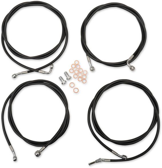 La Choppers - LA-8054KT-08B - Standard Black Vinyl Handlebar Cable/Brake Line Kit - Mini Ape Hangers - '17-'20 FL