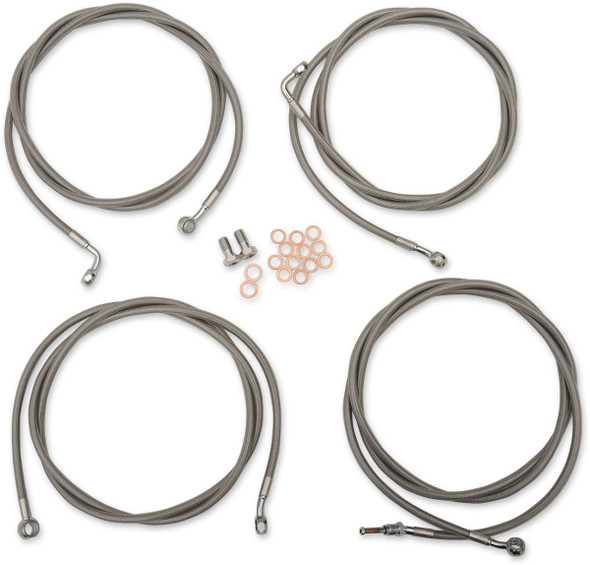 La Choppers - LA-8054KT-16 - Standard Stainless Braided Handlebar Cable/Brake Line Kit - 15"-17" Ape Hangers