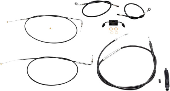 La Choppers - LA-8211KT-16B - Standard Black Vinyl Handlebar Cable/Brake Line Kit - 15"-17" Ape Hangers - '12-'17 FXDB/C