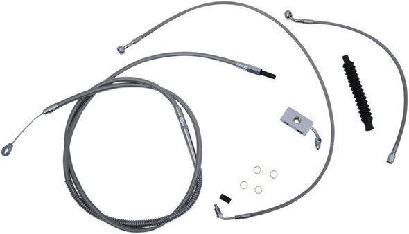 La Choppers - LA-8152KT-13 - Standard Stainless Braided Handlebar Cable/Brake Line Kit - 12"-14" Ape Hangers - '18-'22 Softail