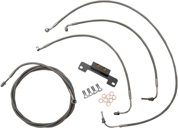 La Choppers - LA-8055KT-13 - Standard Stainless Braided Handlebar Cable/Brake Line Kit - 12"-14" Ape Hangers