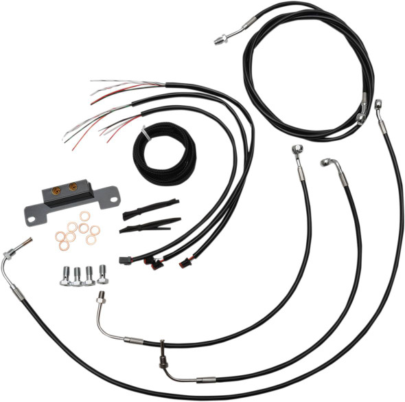 La Choppers - LA-8055KT2-16B - Handlebar Cable/Brake Line Kit - Complete - 15" - 17" Handlebars - Black Vinyl