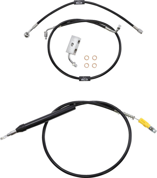 La Choppers - LA-8155KT-16B - Standard Black Vinyl Handlebar Cable/Brake Line Kit - 15"-17" Ape Hangers - '18-'22 Softail La Choppers - LA-8155KT-16B - Standard Black Vinyl Handlebar Cable/Brake Line Kit - 15"-17" Ape Hangers - '18-'22 Softail