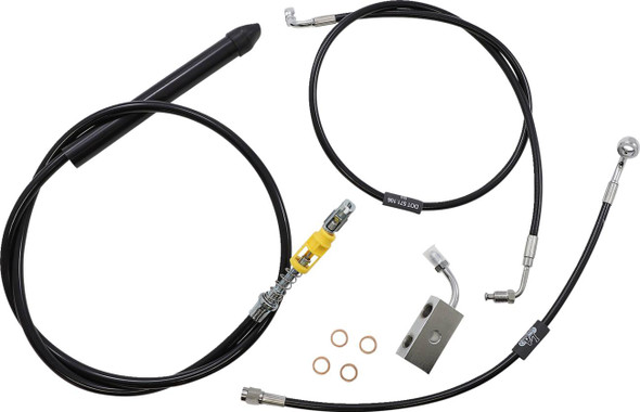 La Choppers - LA-8155KT-19B - Standard Black Vinyl Handlebar Cable/Brake Line Kit - 18"-20" Ape Hangers - '18-'22 Softail