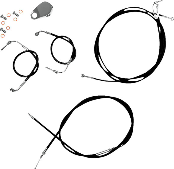 La Choppers - LA-8157KT-08B - Standard Black Vinyl Handlebar Cable/Brake Line Kit - Mini Ape Hangers - '18-'22 Softail