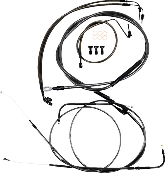 La Choppers - LA-8157KT-08M - Handlebar Cable/Brake Line Kit - Quick Connect - Mini Ape Hangers - Midnight