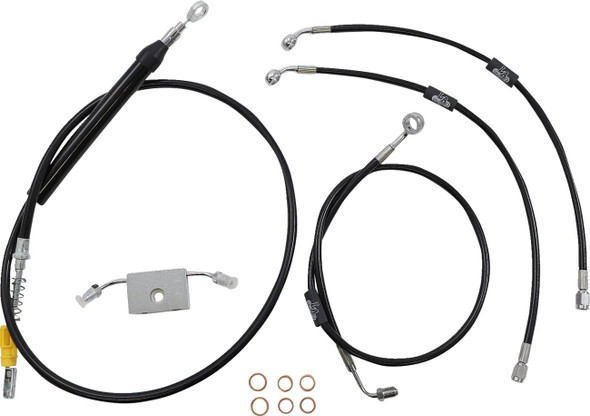 La Choppers - LA-8157KT-16B - Standard Black Vinyl Handlebar Cable/Brake Line Kit - 15"-17" Ape Hangers - '18-'22 Softail