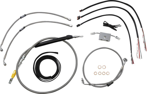 La Choppers - LA-8157KT2-16 - Complete Stainless Braided Handlebar Cable/Brake Line Kit - 15"-17" Handlebars - '18-'22 Softail