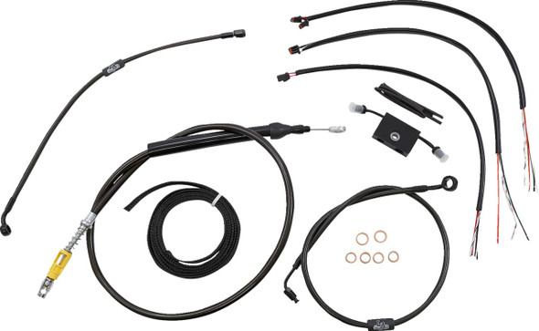 La Choppers - LA-8157KT2-16M - Complete Midnight Braided Cable Kit - Quick Connect - 15"-17" Handlebars - ABS - '18-'22 Softail