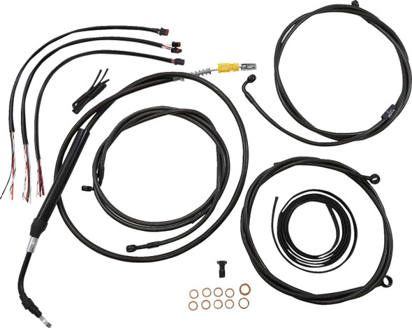 La Choppers - LA-8056KT2-19M - Complete Midnight Braided Cable Kit - 18"-20" Handlebars - ABS - '21-'22 Touring