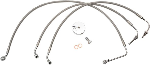 La Choppers - LA-8010B13 - Brake Lines - 12" - 14" Ape Hanger Handlebars - Stainless Steel