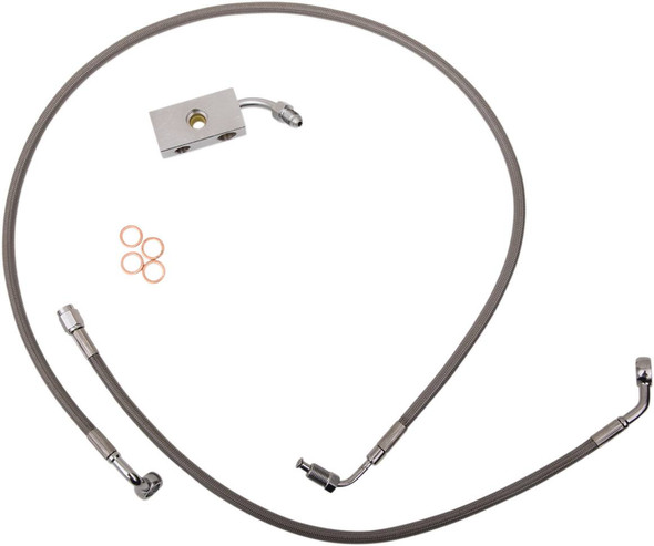 La Choppers - LA-8152B13 - Brake Lines - 12" - 14" Ape Hanger Handlebars - Stainless Steel