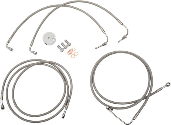 La Choppers - LA-8051B13 - Brake Lines - 12" - 14" Ape Hanger Handlebars - Stainless Steel