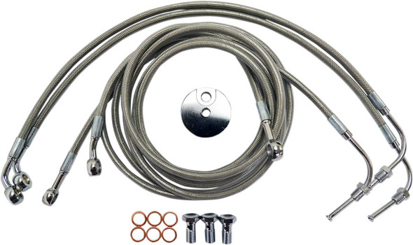 La Choppers - LA-8050B16 - Brake Lines - 15" - 17" Ape Hanger Handlebars - Stainless Steel