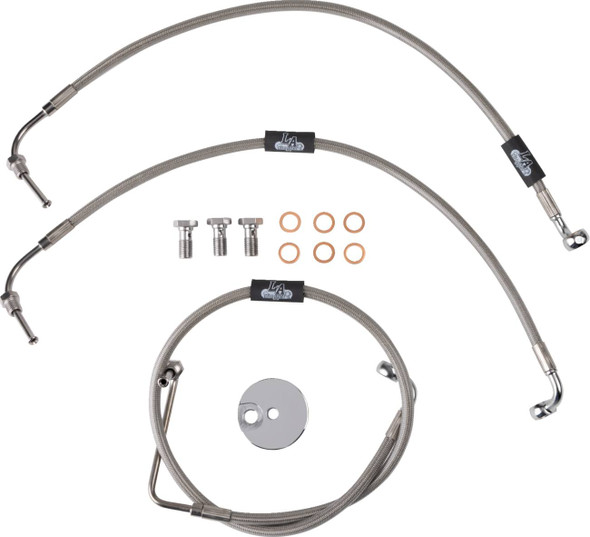 La Choppers - LA-8230B13 - Brake Lines - 12" - 14" Ape Hanger Handlebars - Stainless Steel